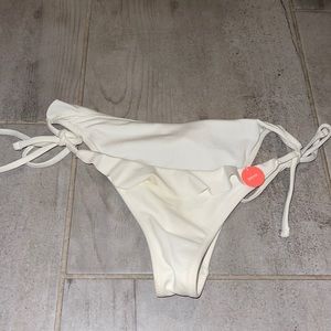 White ruffle cheeky bikini
